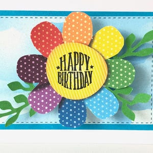 Carte d'anniversaire faite main ou pour une occasion personnalisée - Flower power avec de grandes fleurs colorées pour tous les âges