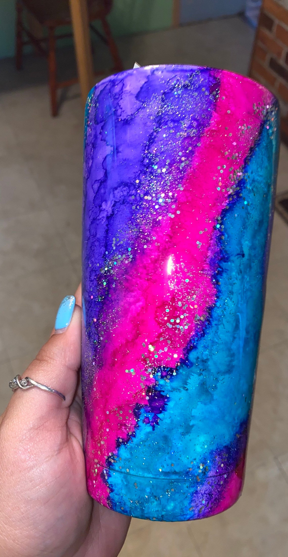 Glitter Swirl Alcohol Ink Tumbler Etsy