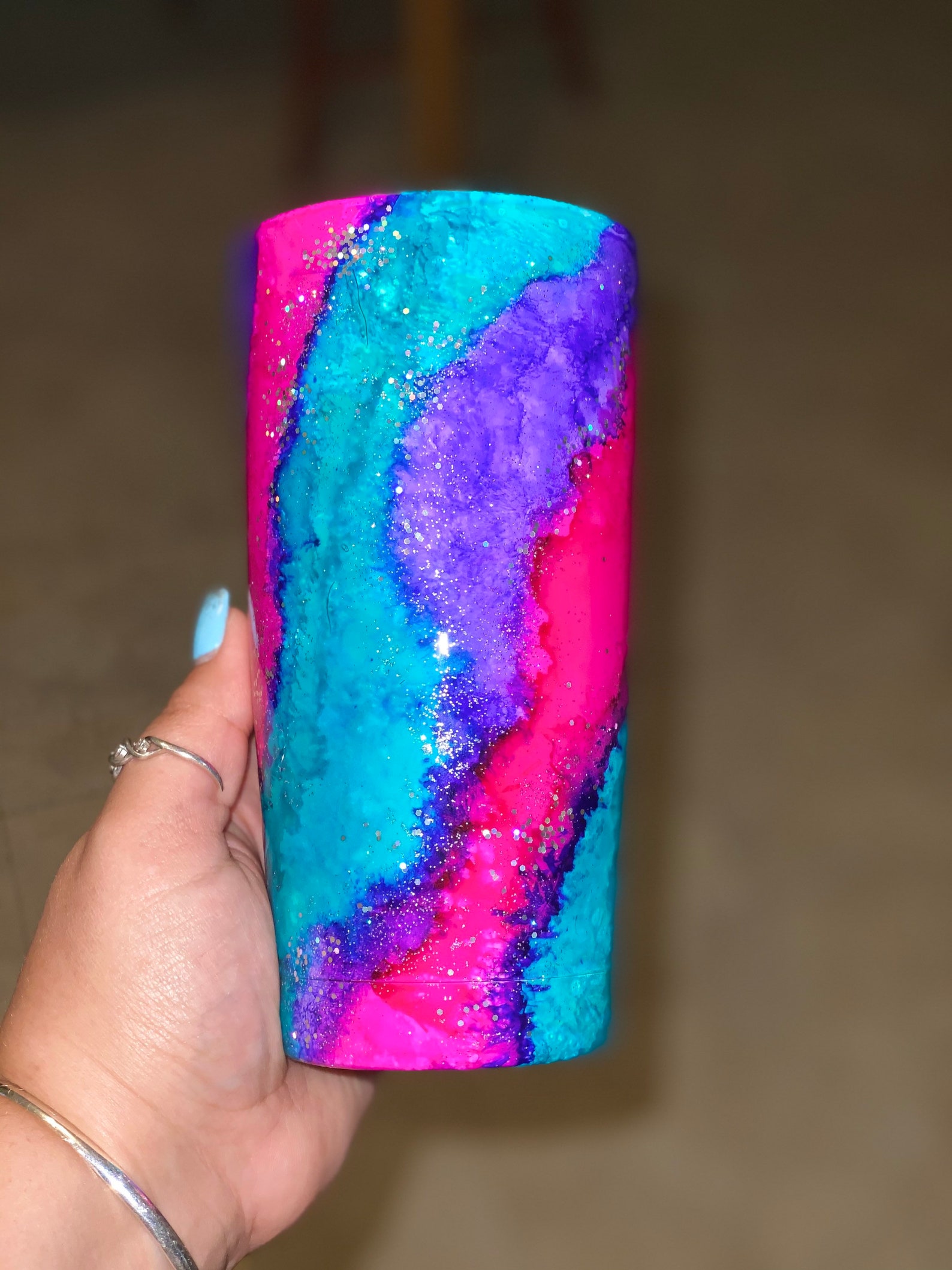 Glitter Swirl Alcohol Ink Tumbler Etsy