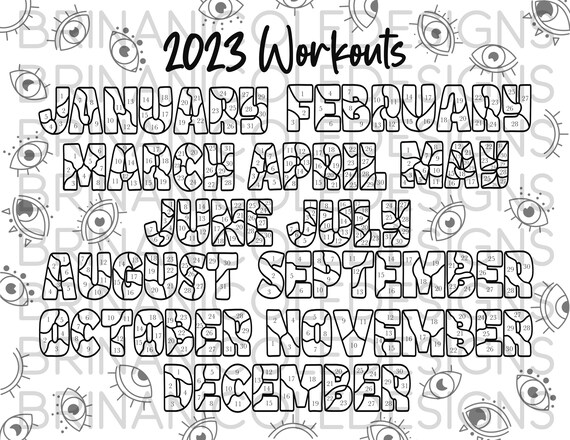 2023 Coloring Workout Calendar Evil Eye - Etsy 2023-coloring-workout-calendar-evil-eye-etsy