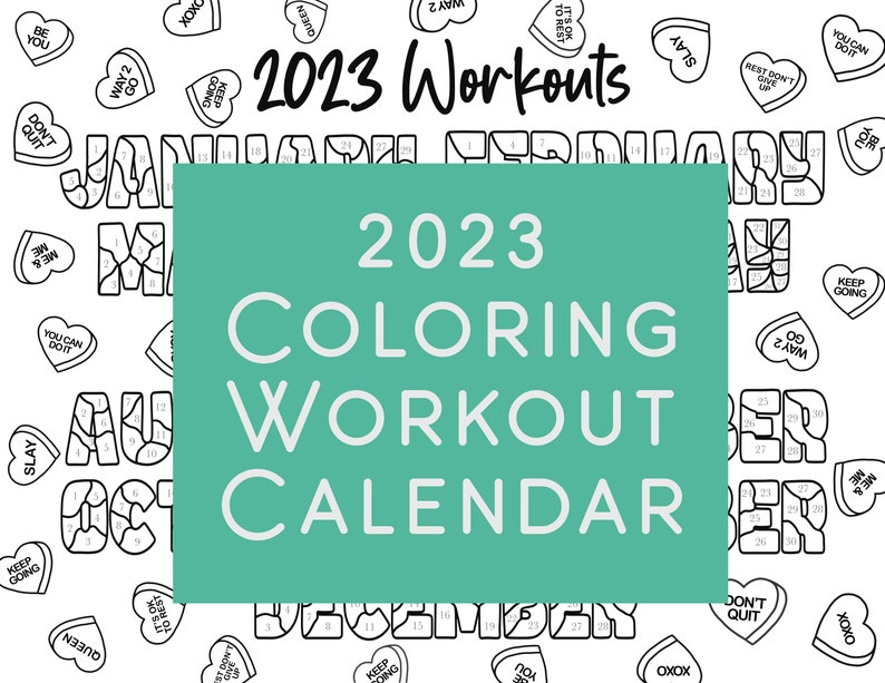 2023 Workout Coloring Calendar Printable Free