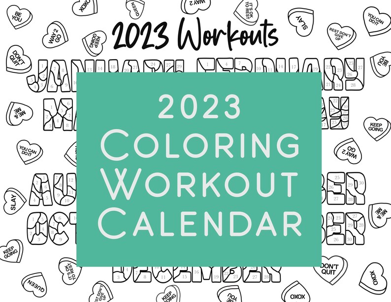 Coloring Workout Calendar 2023 Printable Calendar 2023