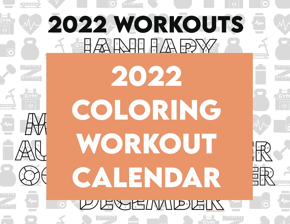 2022 Coloring Workout Calendar Etsy