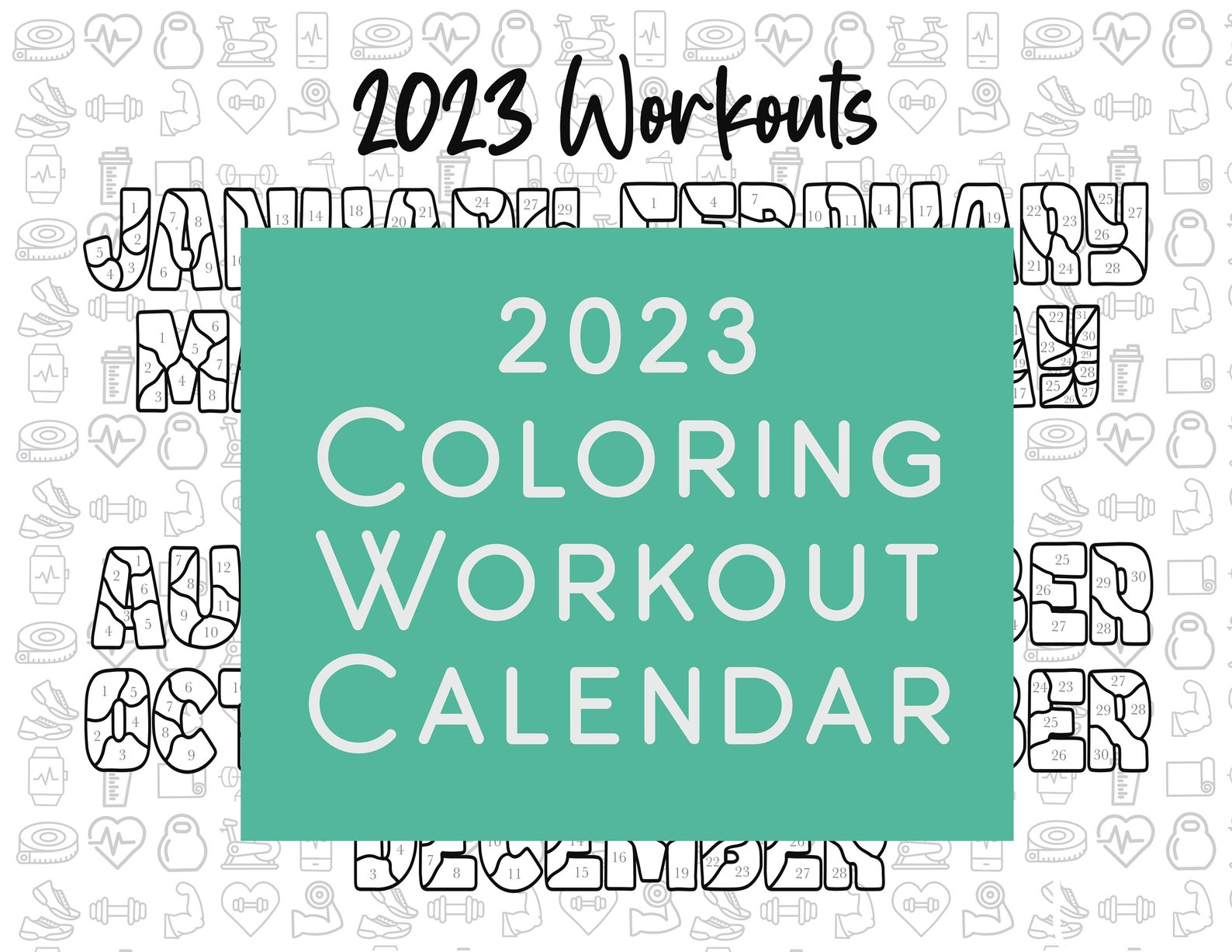 2023 Coloring Workout Calendar Download Now Etsy
