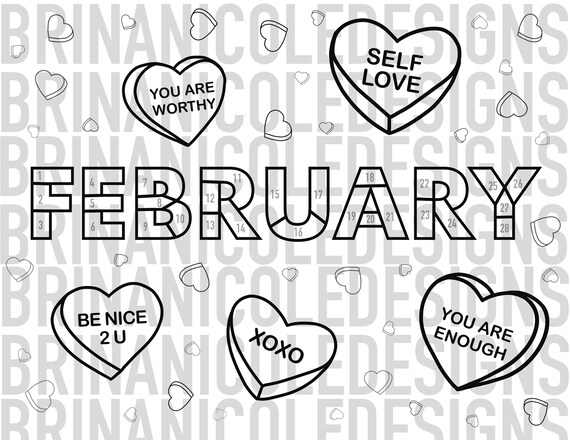 February Coloring Workout Calendar - Etsy