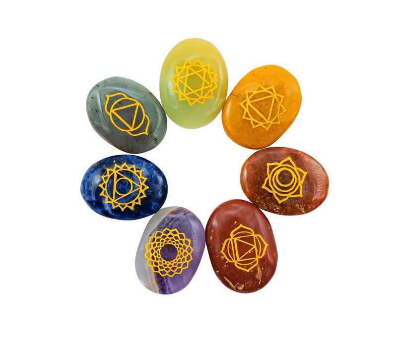 Seven Chakra Stone Set With Chakra Guide - Gift for Her Crystal Healing ...