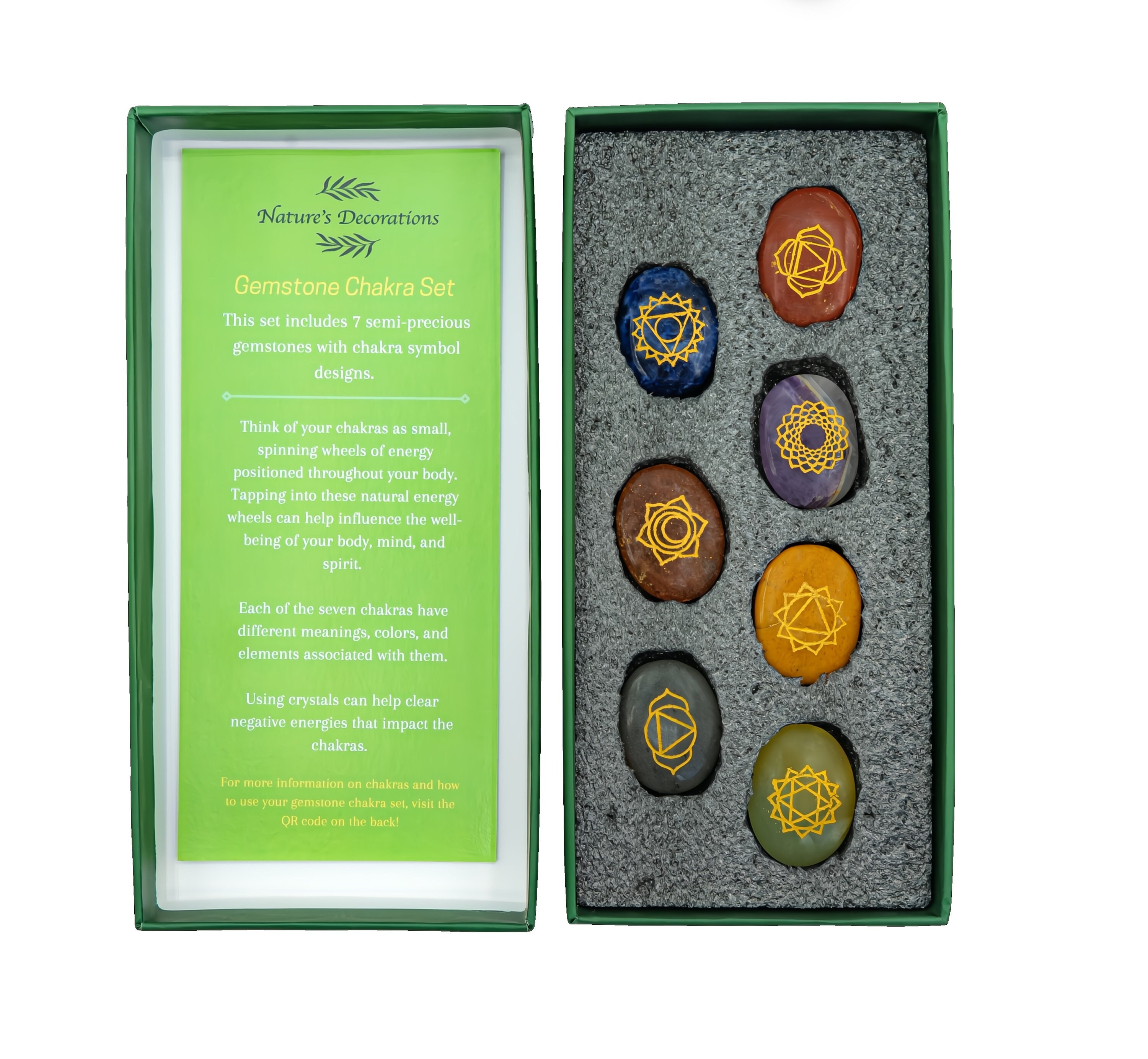 Seven Chakra Stone Set With Chakra Guide - Gift for Her Crystal Healing ...