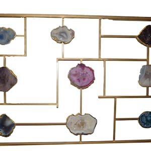 Geode Agate Slice Wall Art, Crystal Wall Art, Frame Wall Home Décor, Stone Crystal Gold Frame, Agate Wall Hanging, Housewarming Gift