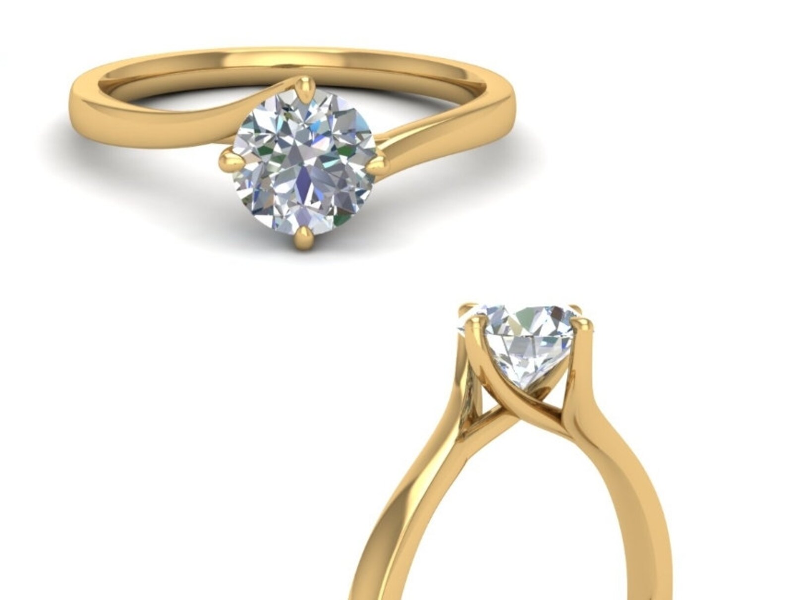 Moissanite Bypass Engagement Ring in Sterling Silver Platinum Etsy UK