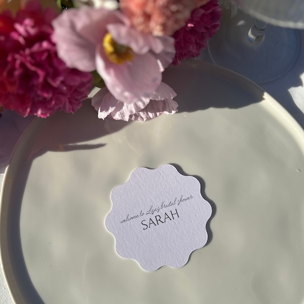 Printed place cards ,Wedding place cards ,Name place cards,Modern name cards wedding, Modern Wavy place card, Engagement, Bridal Shower