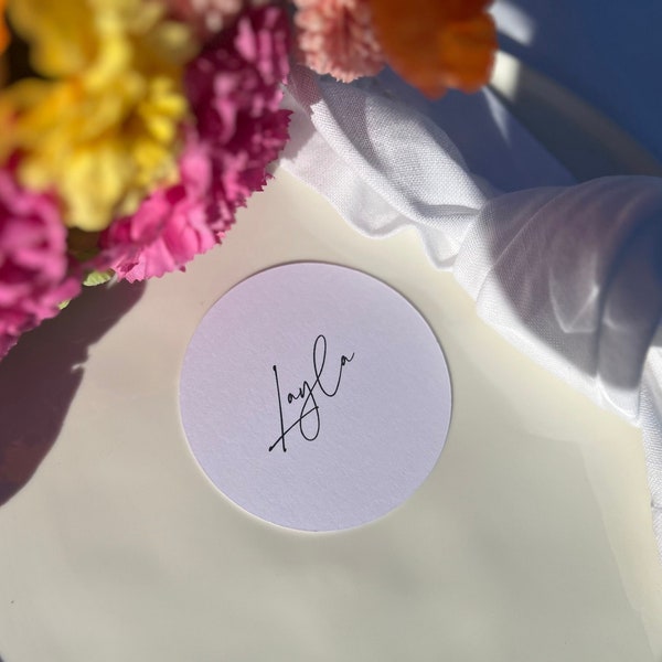 Printed place cards ,Wedding place cards ,Name place cards,Modern name cards wedding, Modern Wavy place card, circle place cards