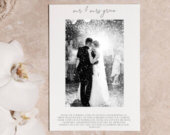 Photo wedding thank you card , wedding thank you , simple wedding thank you card with photo template, thank you card ,Wedding thank you card