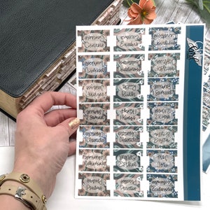 Blue and neutral Floral Bible tabs|Laminated Vinyl Sticker Tabs| Old Testament| New Testament