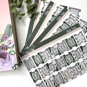 Purple Pansy Bible tabs|Laminated Vinyl Sticker Tabs| Old Testament| New Testament