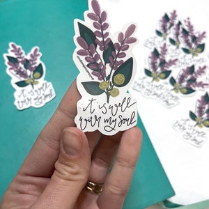 It is Well Floral Vinyl Decal Faith Stickers for Laptops, Binders, Tumblers, Bibles etc