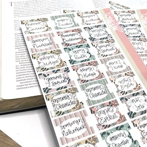 Boho Bible Tabs: Laminated Vinyl Stickers, Old & New Testament