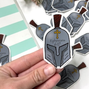 Helmet of Salvation Vinyl Decal Faith Stickers for Laptops, Binders, Tumblers, Bibles etc