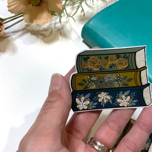 Book Stack Floral Vinyl Decal Faith Stickers for Laptops, Binders, Tumblers, Bibles etc