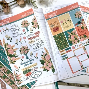 Floral Christian Planner Stickers: Dwell Richly Bible Journaling Faith Stickers