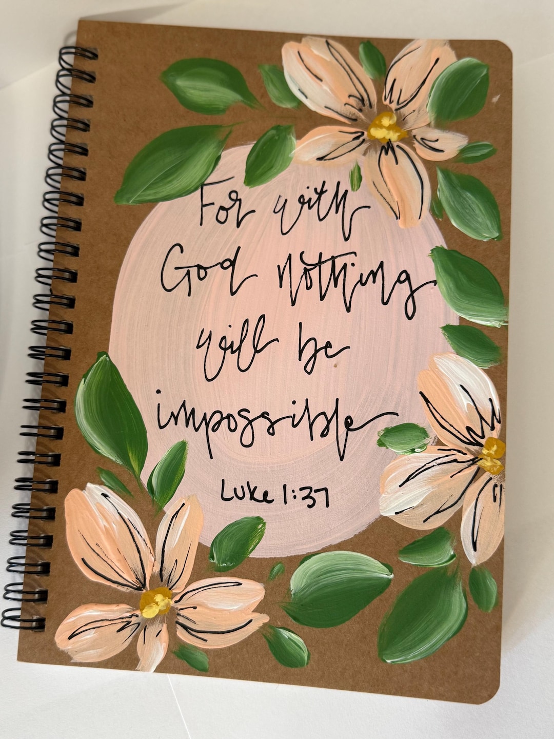 Hand Painted Floral Spiral Notebook | Scripture Journal | Christian ...