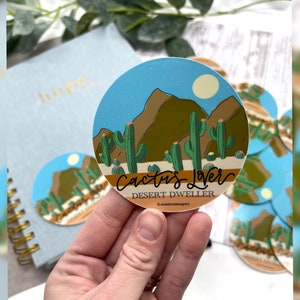Cactus Lover, Desert Dweller Vinyl Decal Stickers for Laptops, Binders, Tumblers, Bibles etc