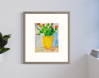 Cactus Watercolor Art Print: Southwestern Desert Botanical Painting