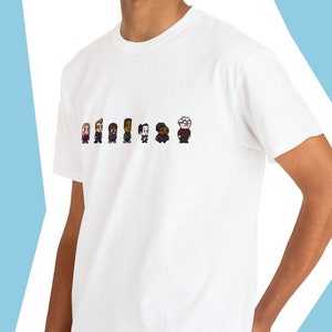 Unisex Community 8-Bit Video Game Characters T-Shirt - Greendale Seven, Digital Estate Planning Episode, Journey to the Center of Hawkthorne
