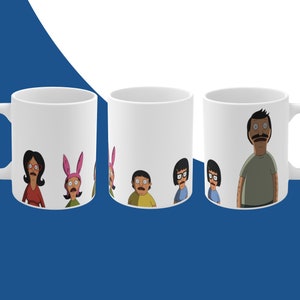 Taza de la película The Bob&#39;s Burgers - Bob, Linda, Tina, Gene y Louise Belcher de la escena de la película The Bob&#39;s Burgers - Taza envolvente de la familia Belcher