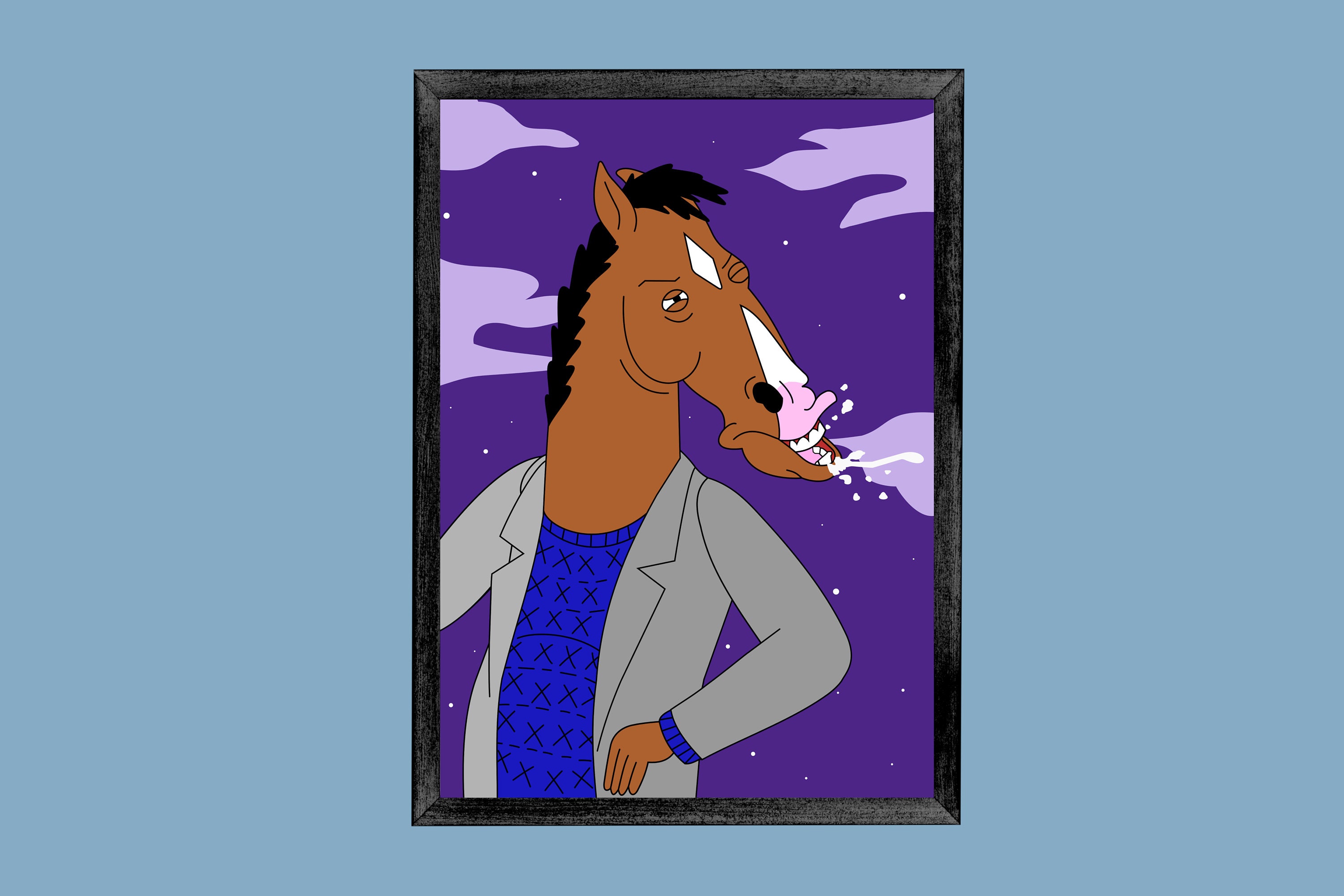 Bojacke Horseman Sneebling Print A3, A4, A5 - Warum benutzen sie immer das niesende Bild? - Lustiger Bojack Sneeze Druck