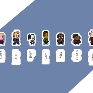 Signets magnétiques communautaires Personnages de jeux vidéo 8 bits - The Greendale Seven, Digital Estate Planning, Journey to the Center of Hawkthorne