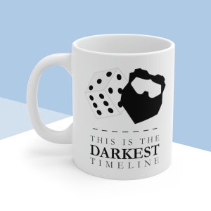 Community &quot;This is the Darkest Timeline&quot; Evil Abed Mug - Remedial Chaos Theory Episode, Community TV Show, Troy and Abed, Greendale Seven
