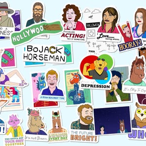 Choisissez votre propre jeu d'autocollants Bojack Horseman ! Lot de 3, 5, 10, 15, 20 ou 25 pièces ! Personnages majeurs et mineurs, mix and match