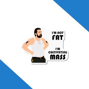Sticker Fat Mac "Je ne suis pas gros, je cultive la masse" de Il fait toujours beau à Philadelphie - Idée cadeau amusante, cadeaux pour lui