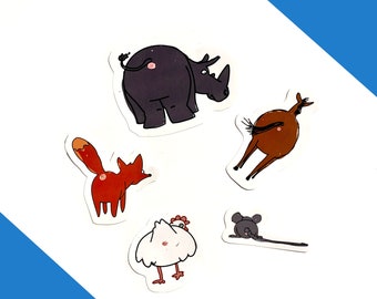 Bob&#39;s Burgers Aunt Gayle&#39;s Animal Anus Paintings Stickers (Set or Individual) - Rhino Horse Chicken Fox Mouse, Funny Gift Idea, Sticker Set
