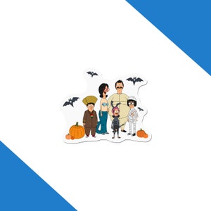Adesivo per costumi di Halloween di Bob's Burgers - Halloween della famiglia Belcher - Adesivi natalizi per Bob, Linda, Tina, Gene, Louise, pipistrelli, zucche