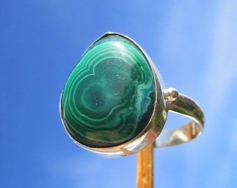 Malachit mit Chrysokoll , Ring Gr. 17,25 - Silber 925