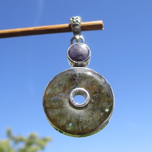 Labradorite, pendant silver 925 with Sugilite