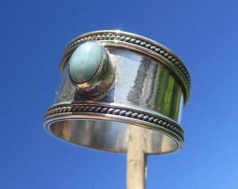 Larimar - Ring - Maat 18.75 - 925 Zilver
