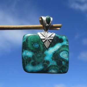 Malachite with Chrysocolla - Pendant Silver 925 with Malachite
