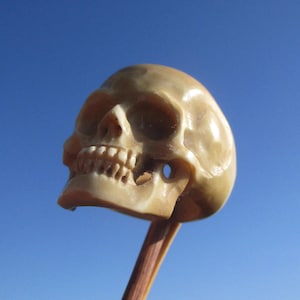 Skull carved from fallow deer antler, ring size 18