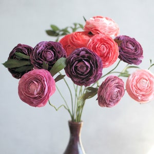 Crepe Paper Ranunculus Realistic Handmade flower Mother's Day Anniversary Gift Wedding image 2