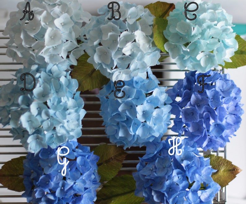 Realistic Crepe Paper Hydrangea Faux Flower Handmade Blue Etsy