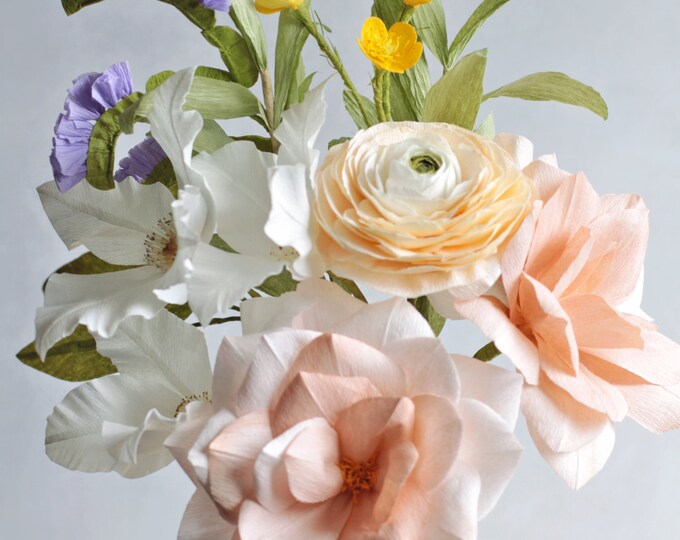 Bouquet Crepe Paper Flower Handmade Mother's Day Realistic Crepe Paper