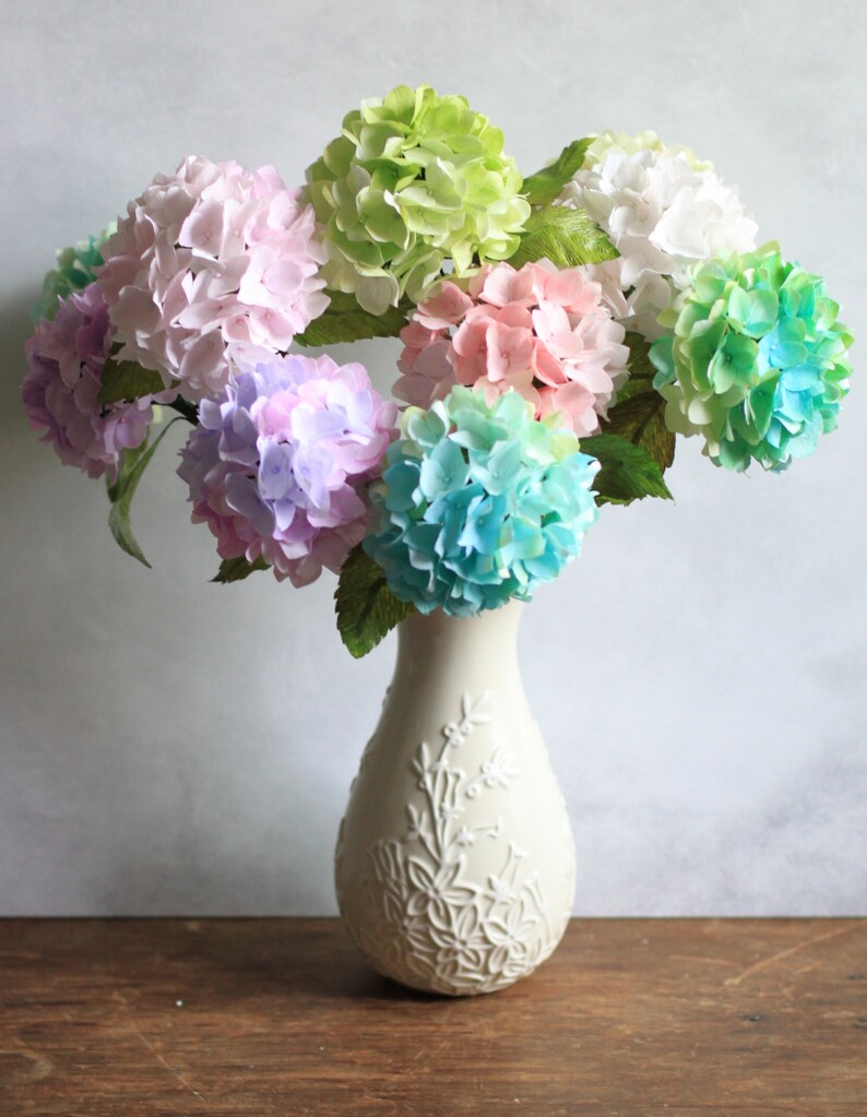 Crepe Paper Hydrangea Faux Flower Bouquet the Pastel Etsy