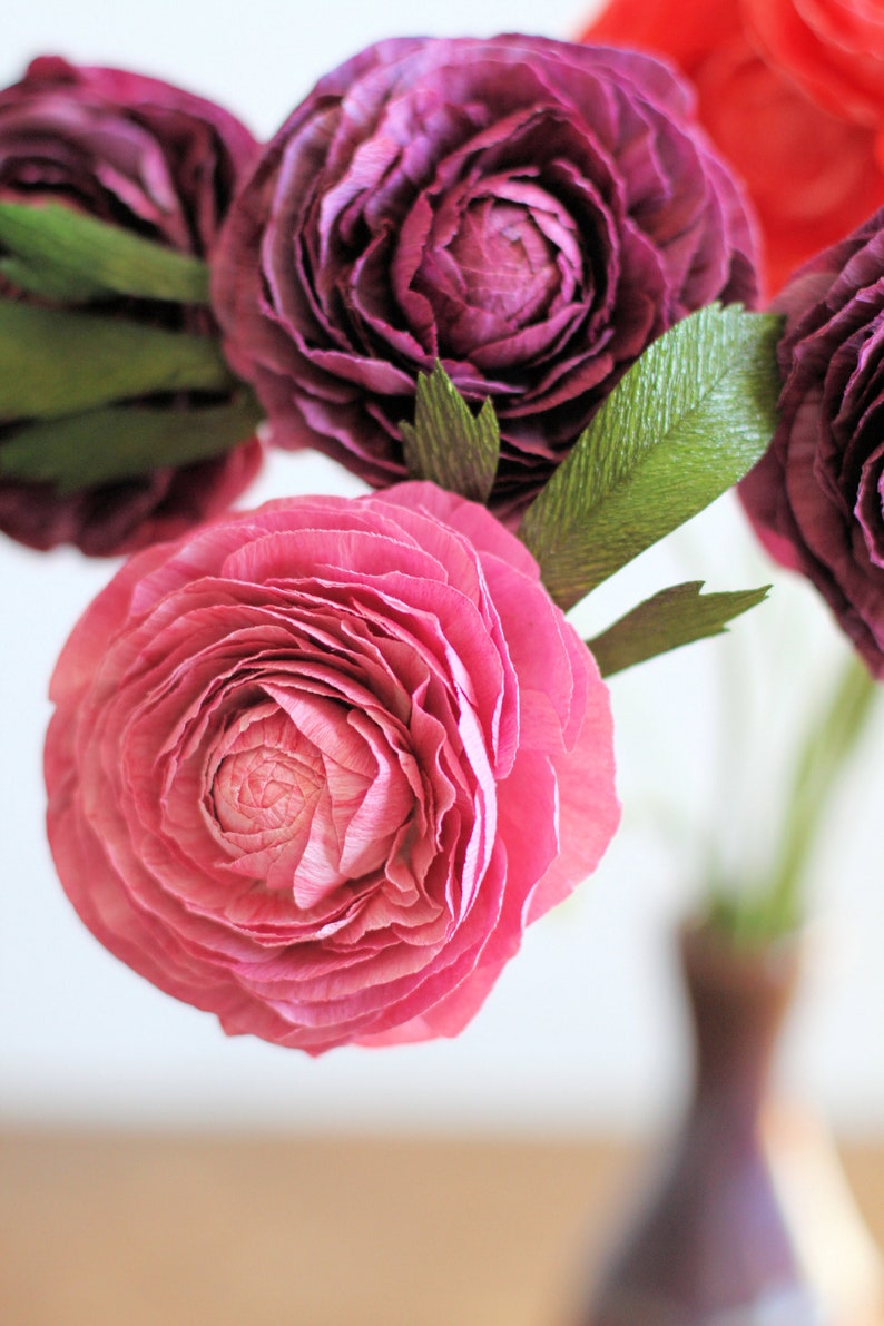 Crepe Paper Ranunculus Realistic Handmade flower Mother's Day Anniversary Gift Wedding image 4