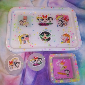 Mini Rolling Tray Power Puff // Cute Rolling Trays // Weed Tray // 420 Gift  // Custom Rolling Tray // Girly Smoking Accessories -  Sweden