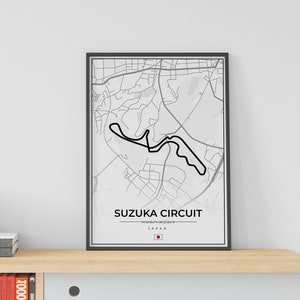 Formule 1 Suzuka Circuit Print | Poster Suzuka-kaart | F1-circuitposter | Formule 1 racebaanposter| Formule 1| F1-racen| F1-cadeauracen