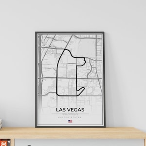 Impresión del Gran Premio de Fórmula 1 de Las Vegas Póster del circuito de F1 Póster de Fórmula 1 Regalo de carreras en pista de F1 Regalo de Fórmula 1 Póster de F1 Arte mural de F1 en Las Vegas