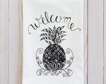 Strofinaccio Charleston, strofinaccio da cucina con ananas, benvenuto con ananas, regalo di inaugurazione della casa, asciugamano con ananas, regalo di benvenuto con ananas