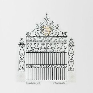 Charleston Art Print | Charleston Wall Art | Charleston Gates | Hibernian Hall Gate | Wall Decor| Anniversary Gift | Gift for Her, 11x 14